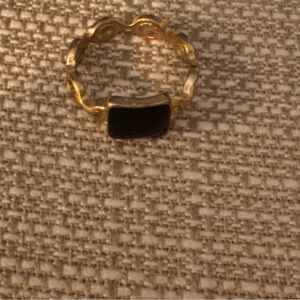 Gold Toned Ring with Black Stone Size 7.5/8 NWOT | Bundle 3 for $15!